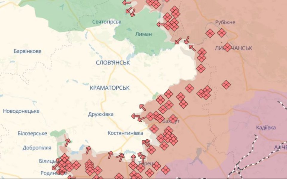 Карта бойових дій в Україні станом на 23 вересня 2025 року