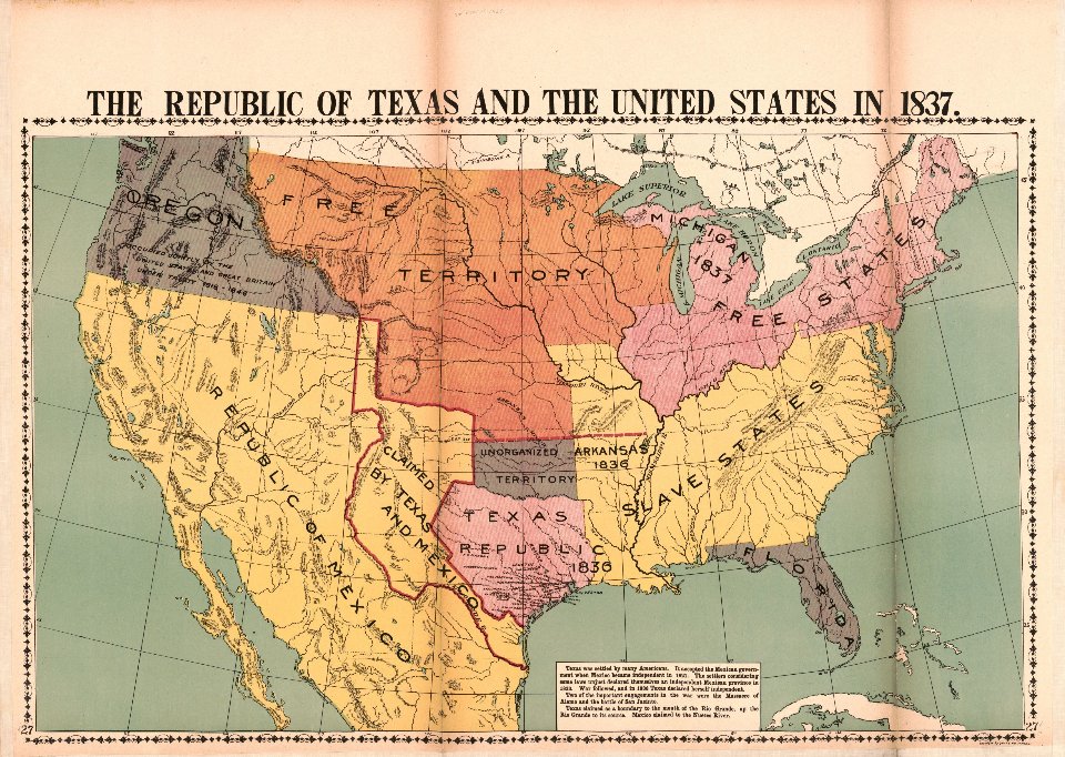 Карта Сполучених Штатів та Техасу 1837 року / Library of Congress