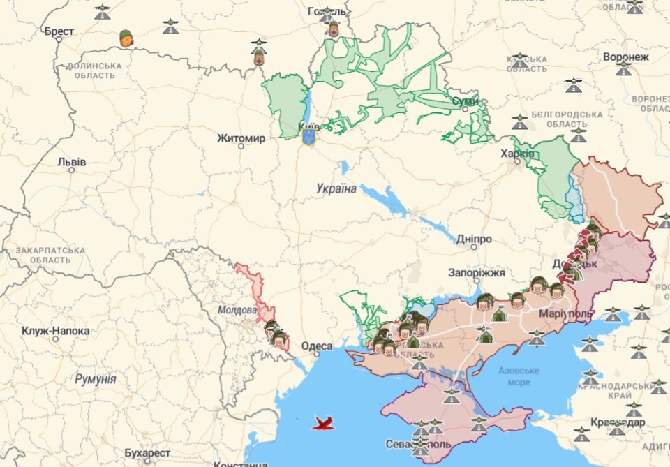 Онлайн-карта бойових дій від Deep State станом на 13 жовтня 2022 року