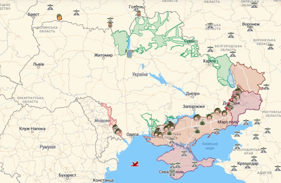Онлайн-карта бойових дій від Deep State станом на 8 жовтня 2022 року