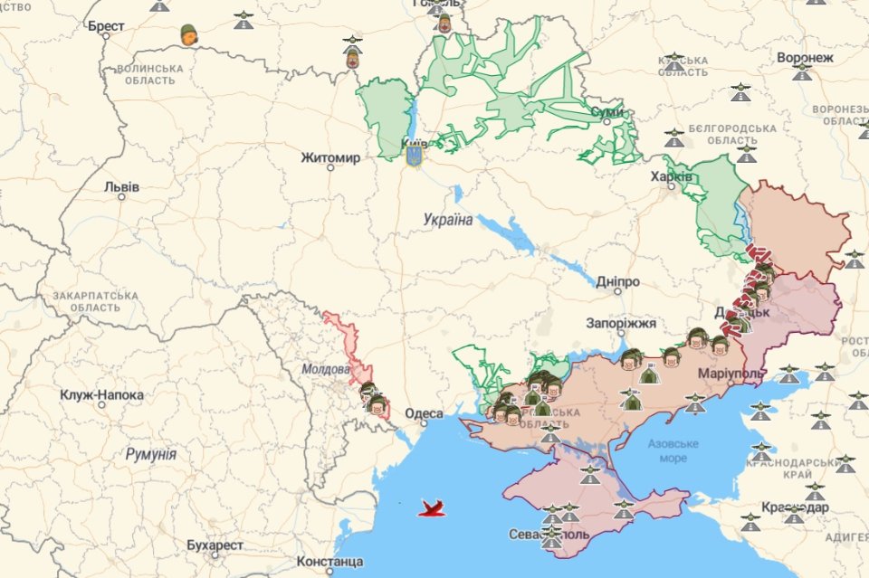 Онлайн-карта бойових дій від Deep State станом на 22 жовтня 2022 року