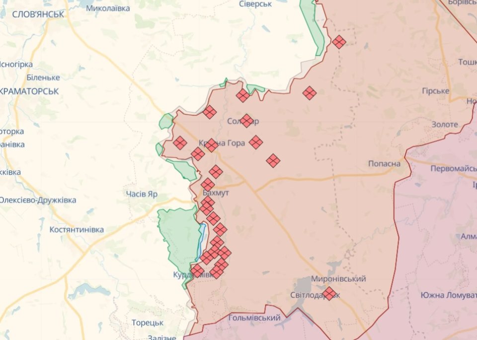 Орієнтовна лінія фронту на сході 