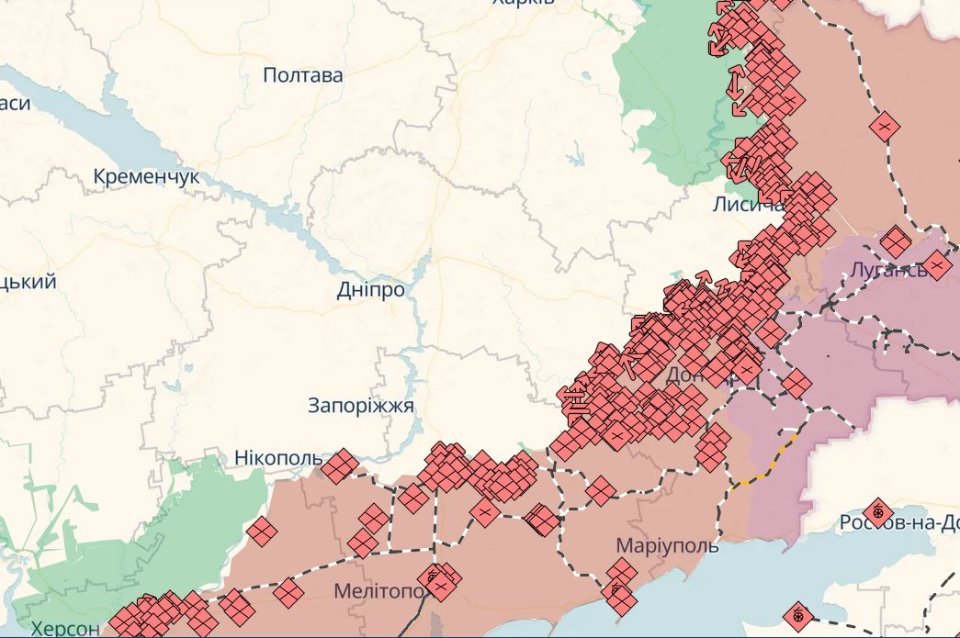 Карта бойових дій в Україні станом на 19 жовтня 2025 року