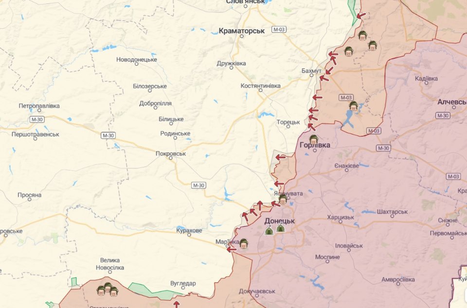 Орієнтовна лінія фронту на Сході України / Deep State Map