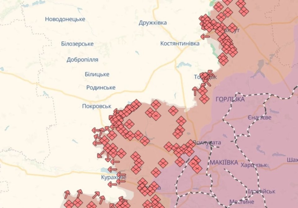 Карта бойових дій в Україні станом на 16 листопада 2024 року