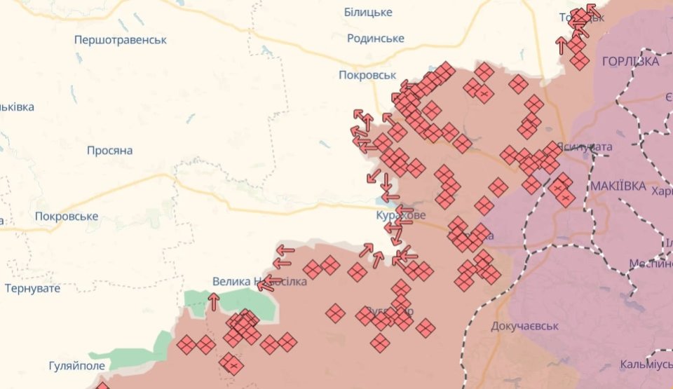 Карта бойових дій в Україні станом на 25 листопада 2024 року