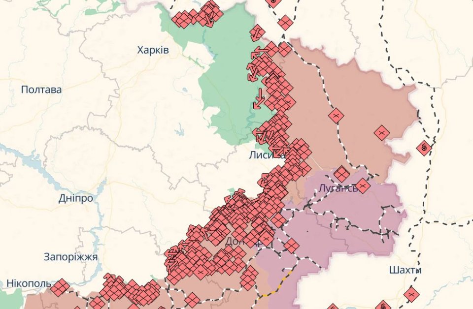 Карта бойових дій в Україні станом на 22 листопада 2025 року