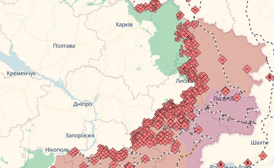 Карта бойових дій в Україні станом на 20 листопада 2025 року