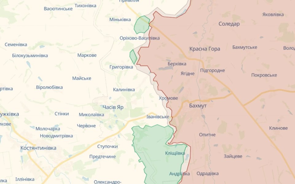 Карта бойовий дій Бахмут