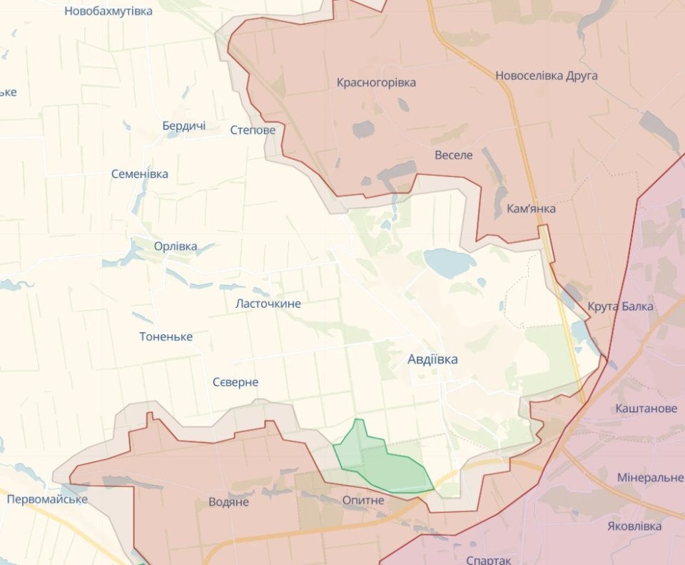 Орієнтовна лінія фронту біля Авдіївки / Deep State карта бойових дій 15 грудня Deep State