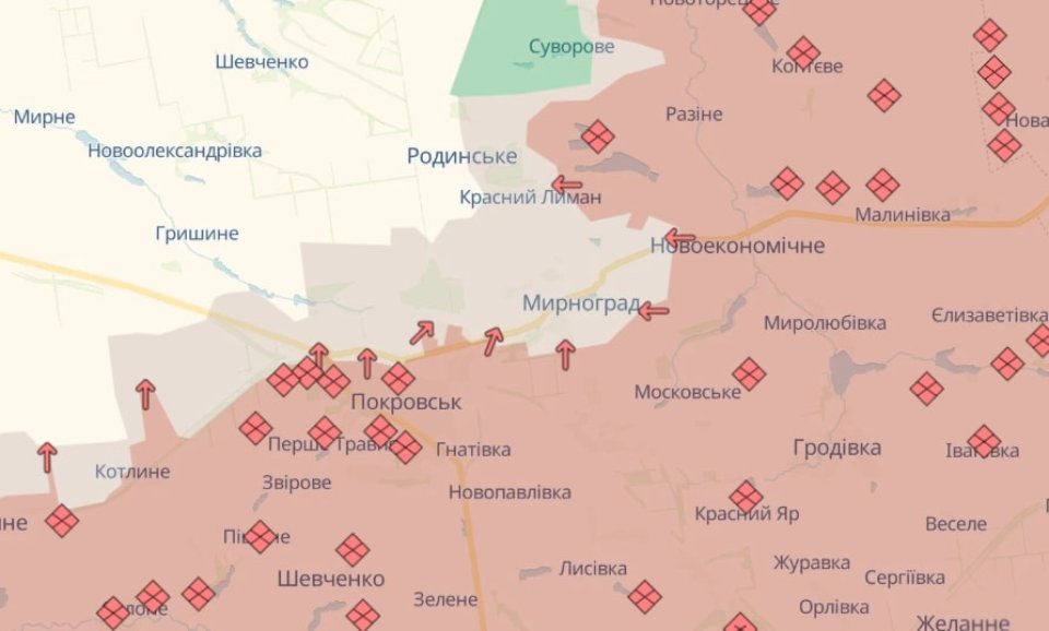 Карта бойових дій в Україні станом на 29 грудня 2025 року