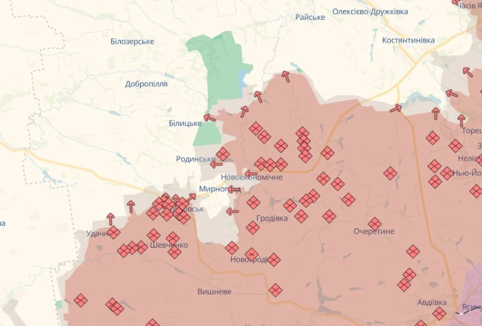 Карта бойових дій в Україні станом на 5 грудня 2025 року