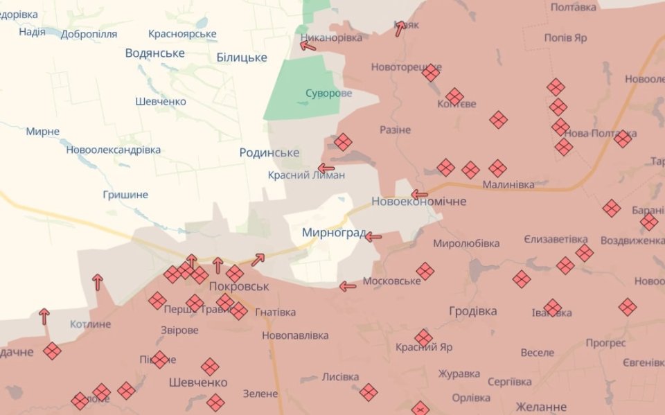 Карта бойових дій в Україні станом на 11 грудня 2025 року