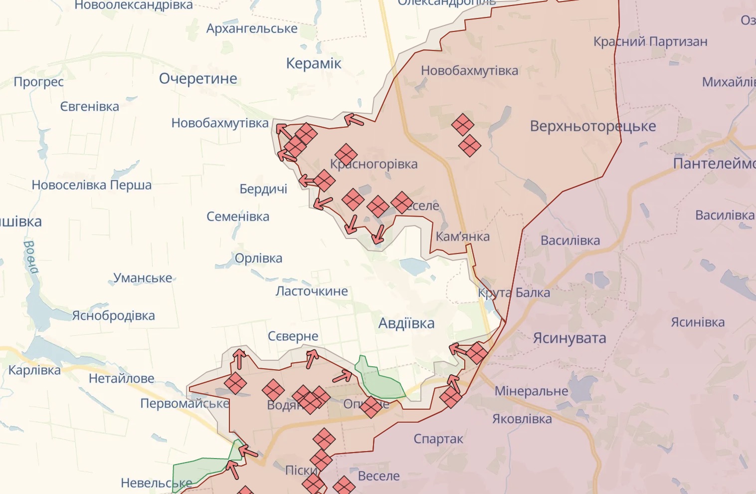 Орієнтовна лінія фронту біля Авдіївки / Deep State