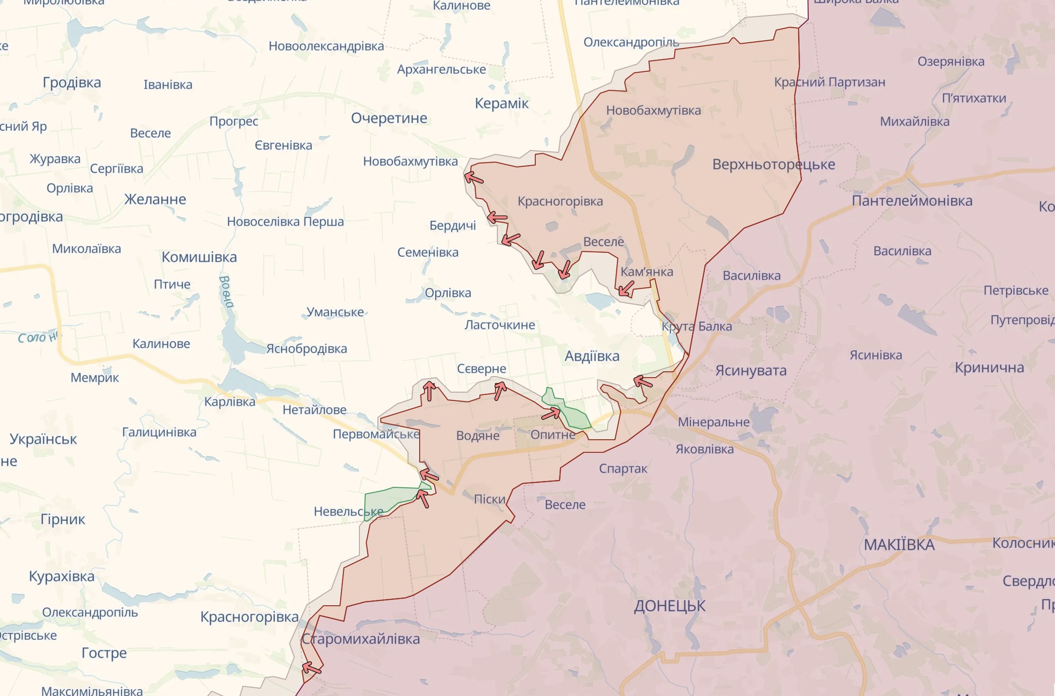 Орієнтовна лінія фронту біля Авдіївки / Deep State