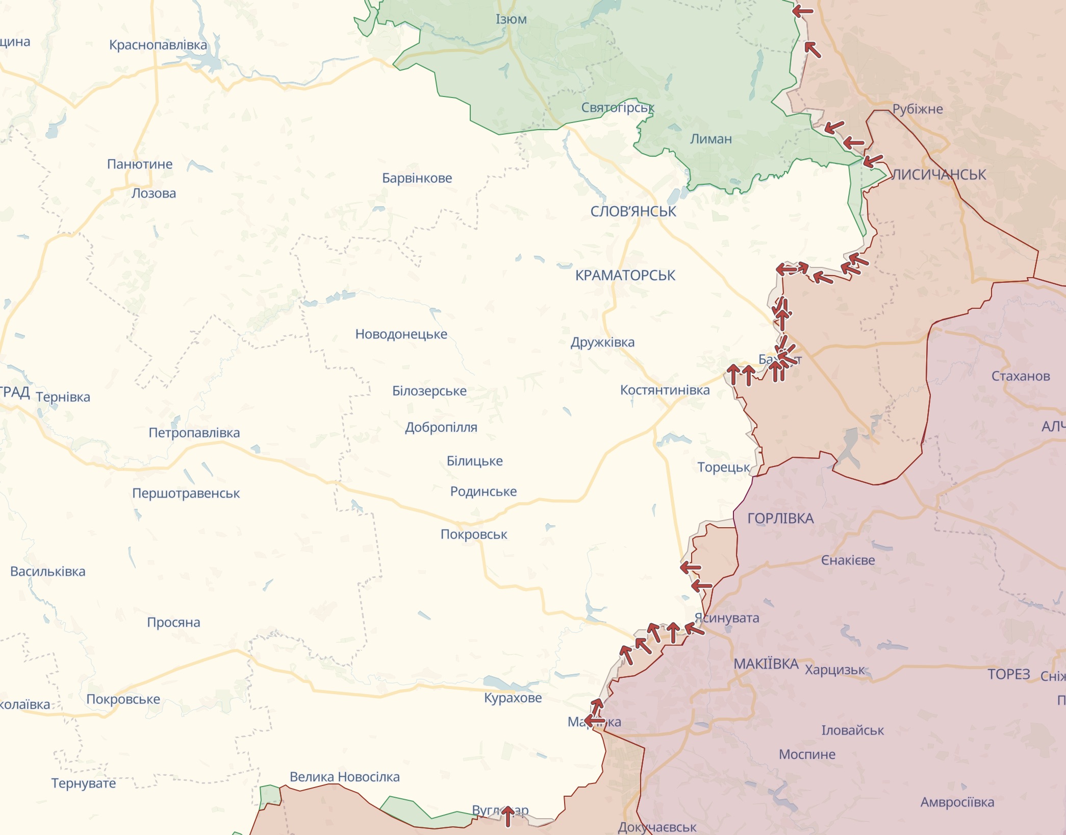 Орієнтовна лінія фронту на сході України станом на 5 лютого / Deep State