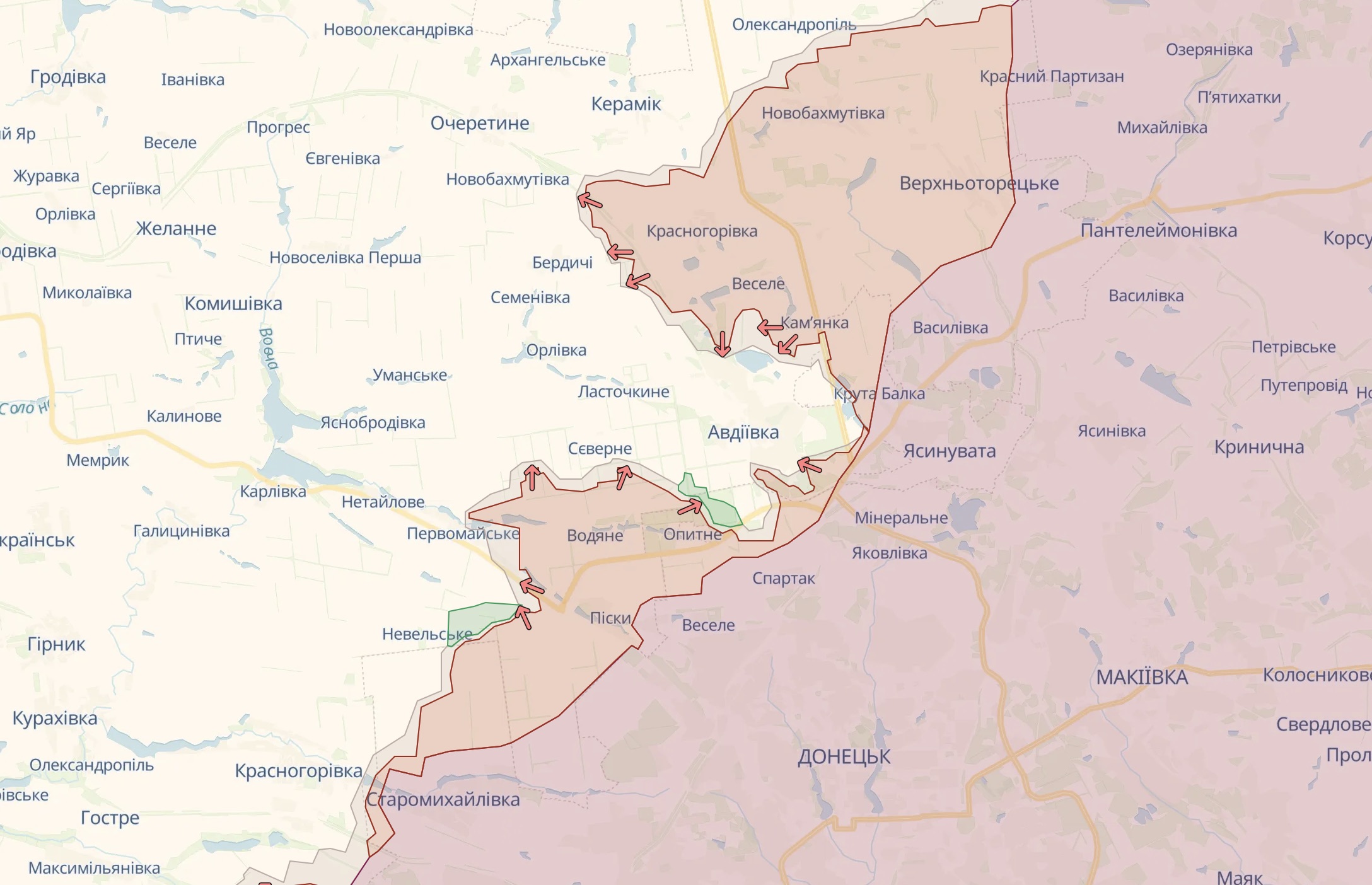 Орієнтовна лінія фронту біля Авдіївки / Deep State