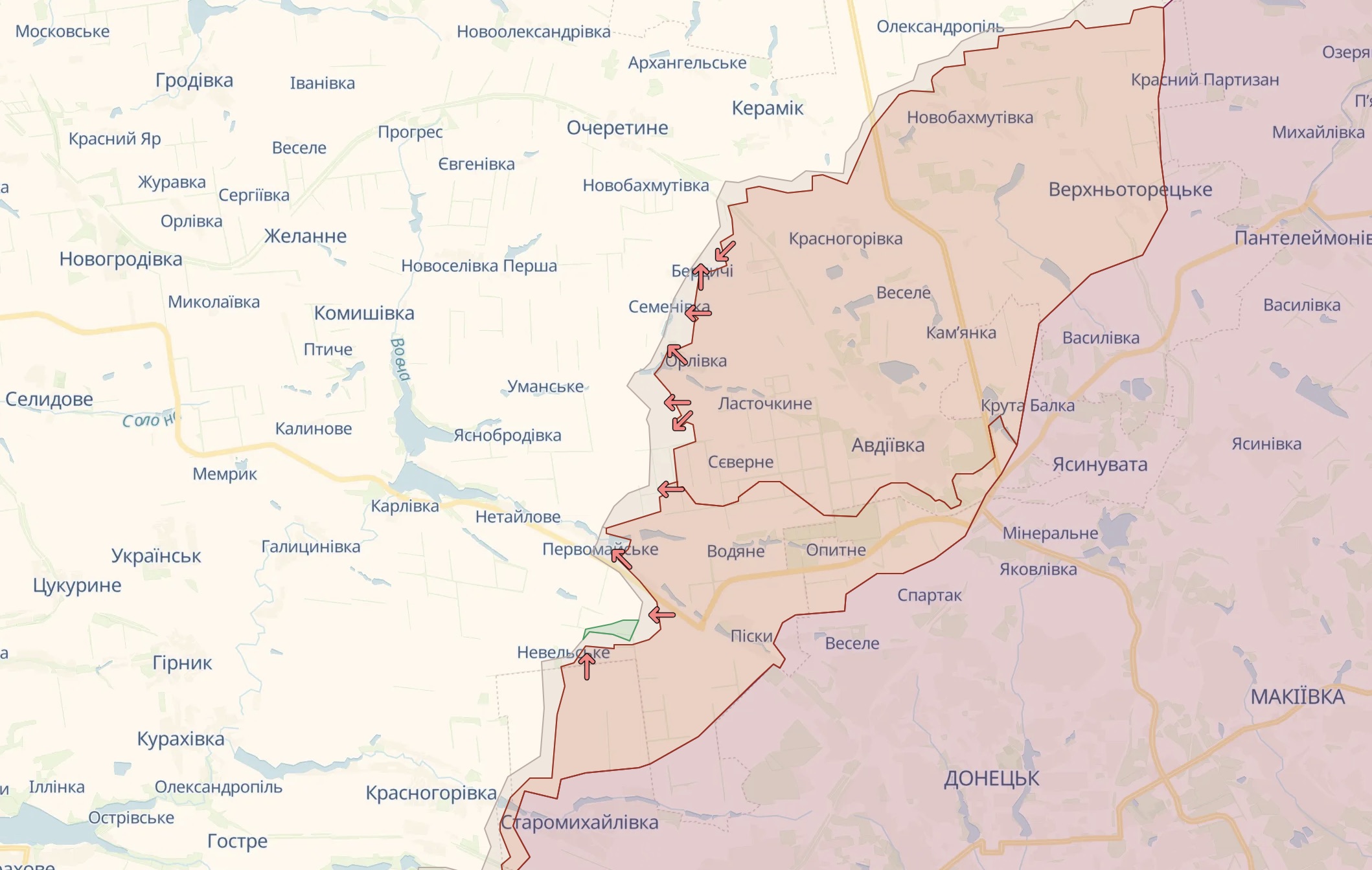 Орієнтовна карта бойових дій біля Авдіївки / Deep State