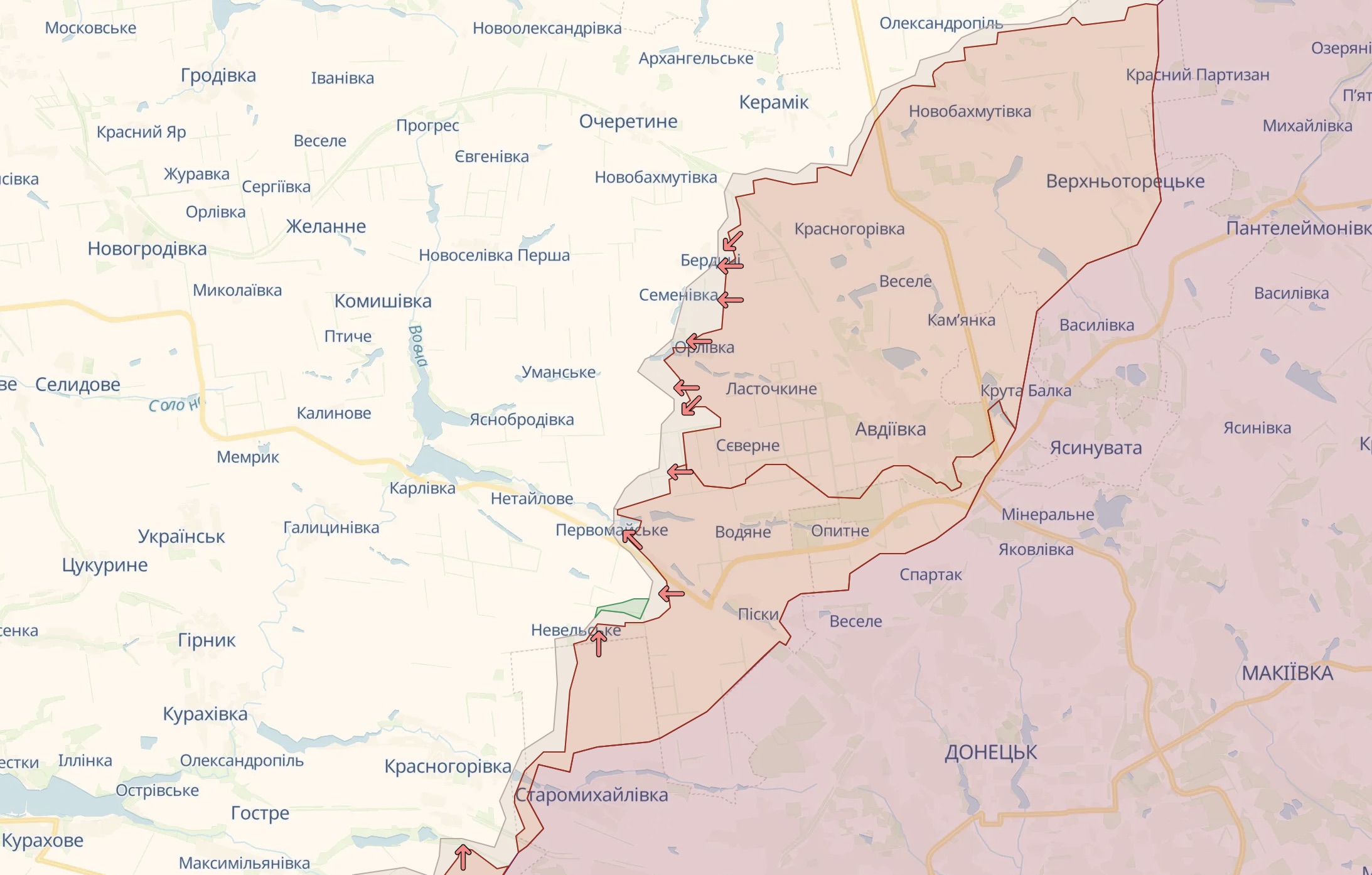 Орієнтовна карта бойових дій біля Авдіївки / Deep State