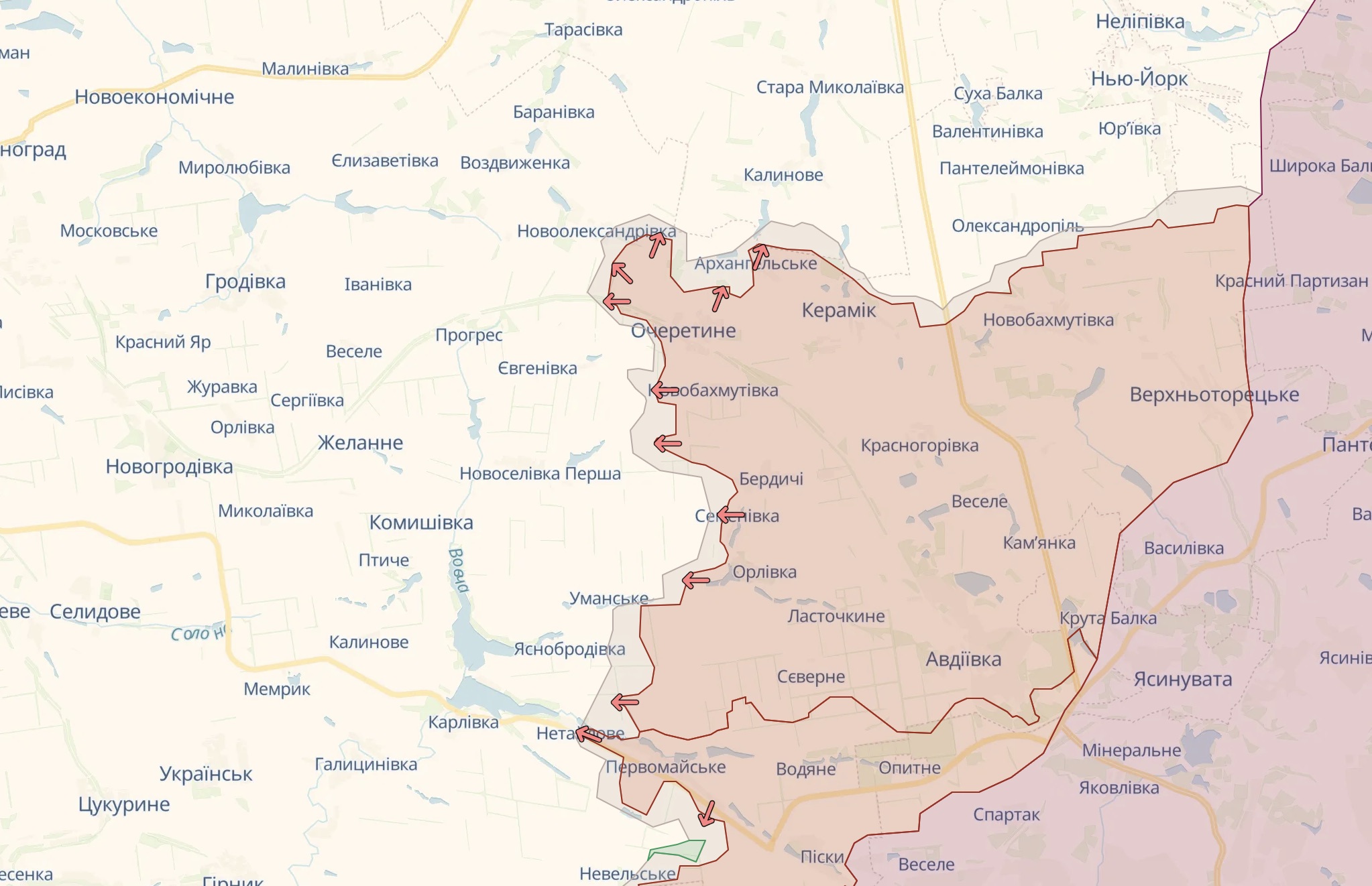 Орієнтовна лінія фронту на Авдіївському напрямку / Deep State