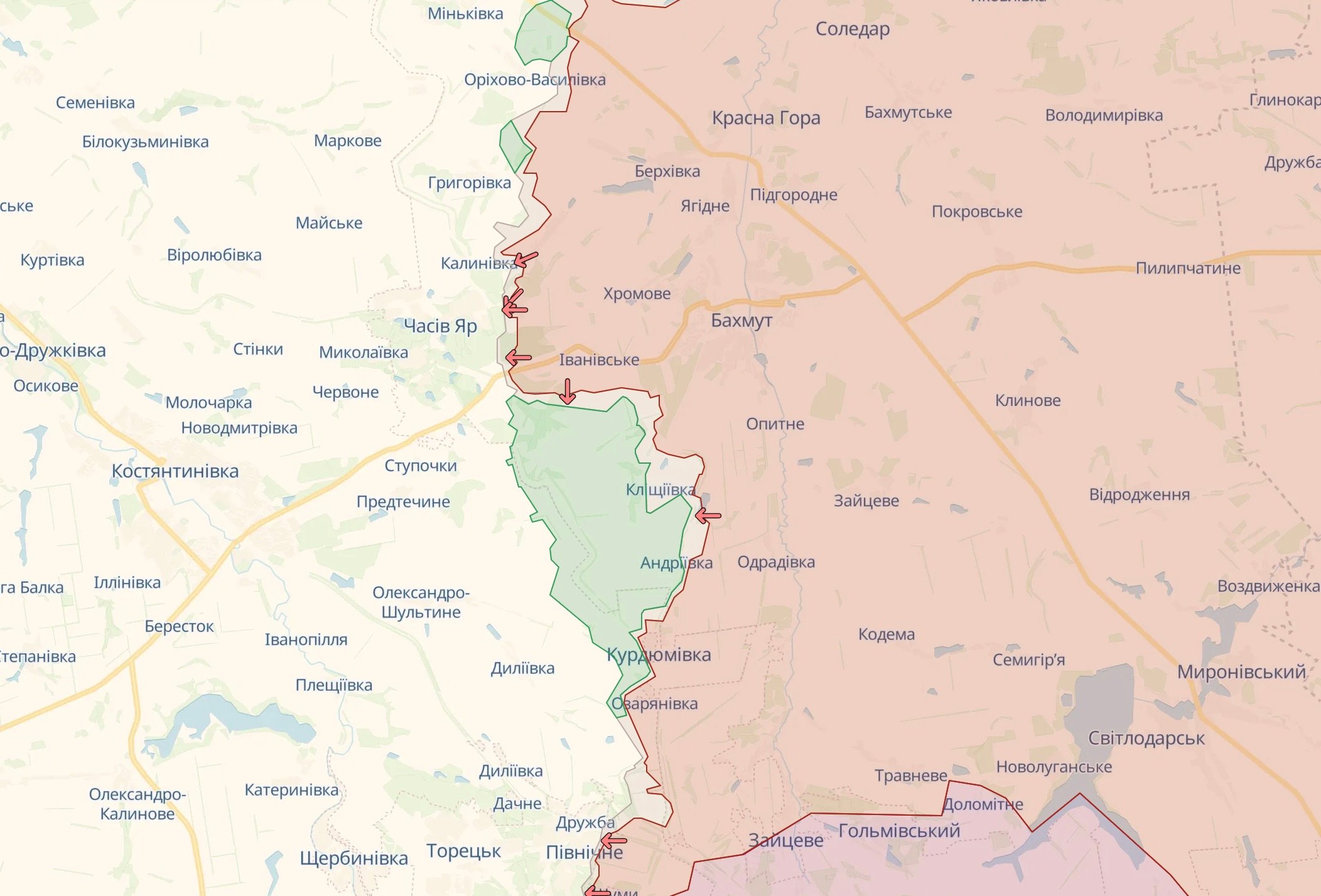 Карта бойових дій в Україні станом на 24 червня | Chas.News