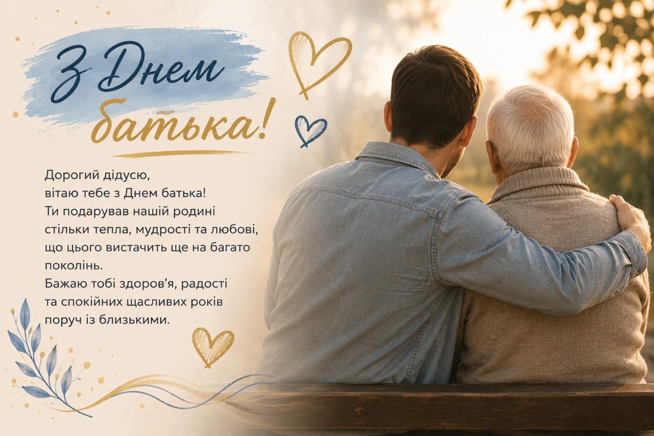 Привітання з Днем батька для дідуся Картинка привітання з Днем батька для дідуся від онука