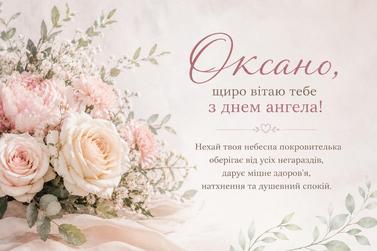 Листівки та картинки з днем ангела Оксани