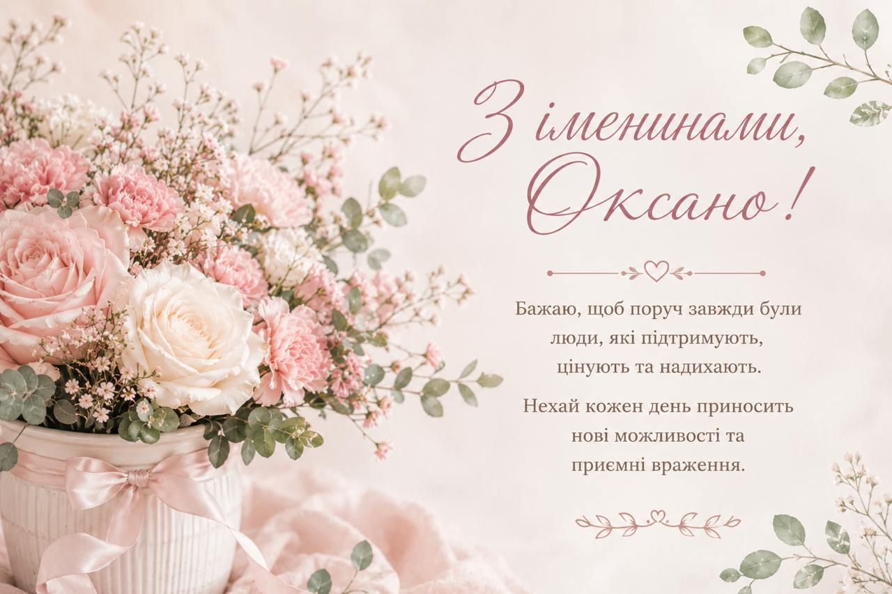 Листівки та картинки з днем ангела Оксани