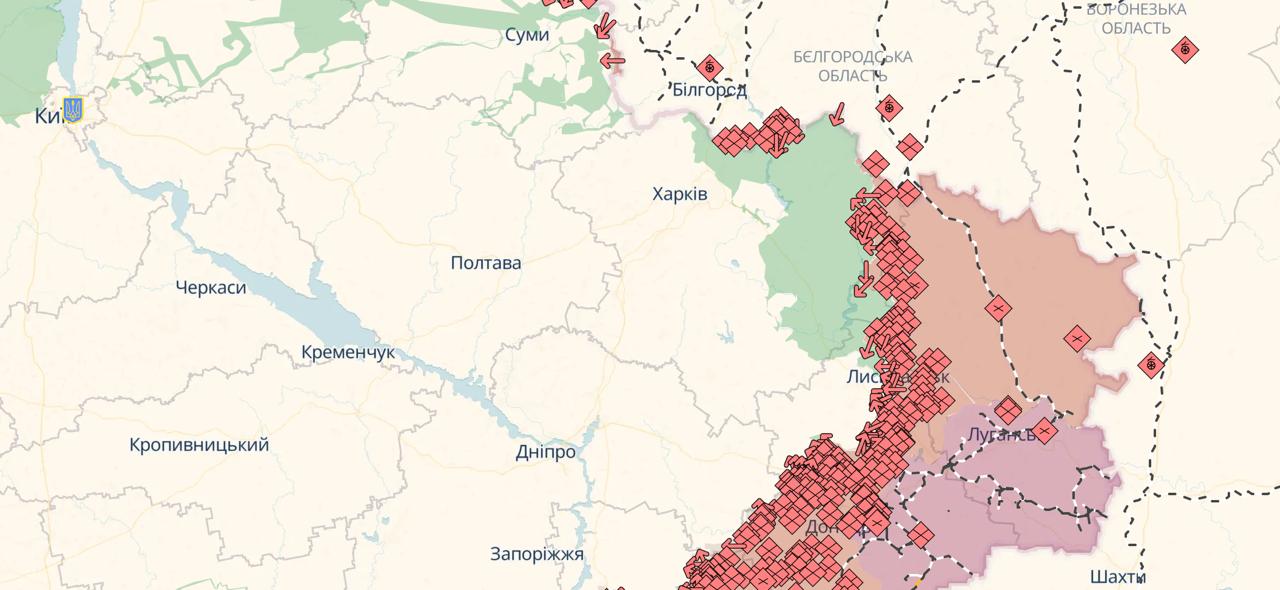 Карта бойових дій в Україні станом на 19 червня 2026 року