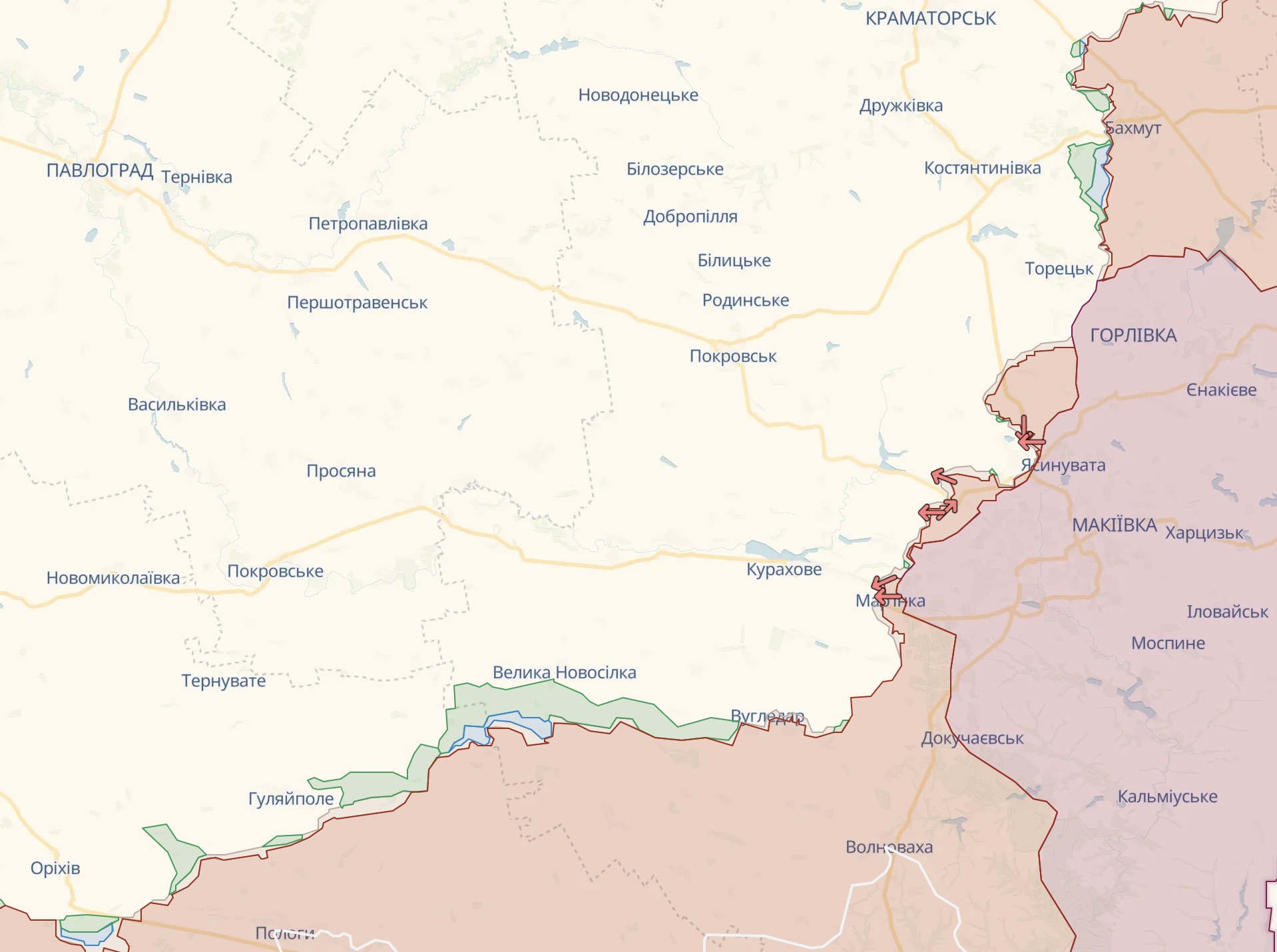 Карта бойових дій в Україні 29 липня