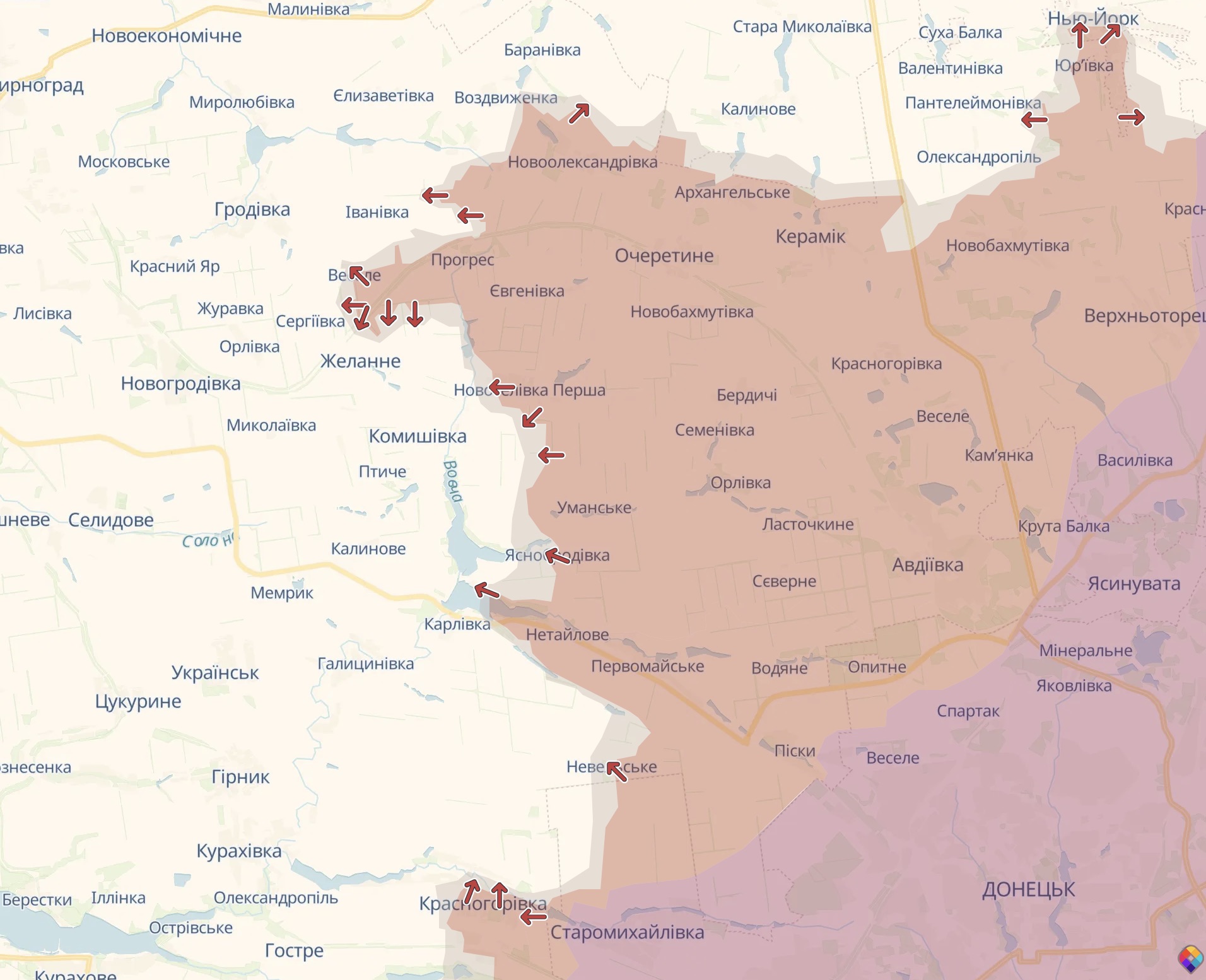 Ворог просунувся у Веселому, Красногорівці, біля Желанного та Новоолександрівки / DeepState