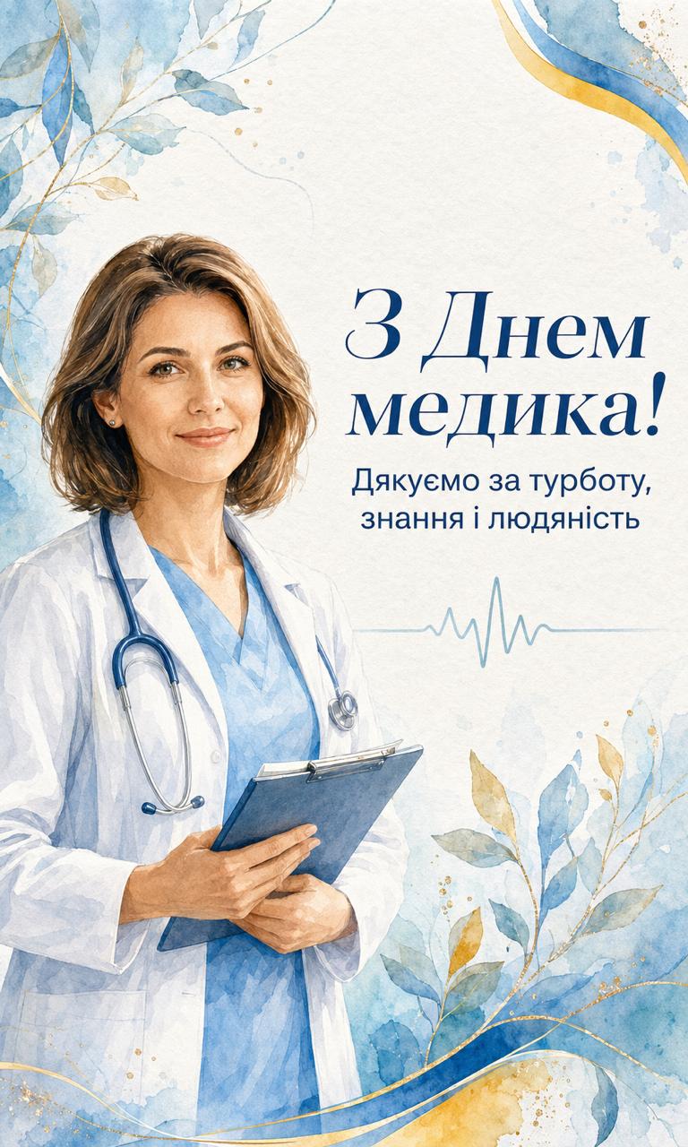 Картинка з Днем медика для лікарки з теплими побажаннями