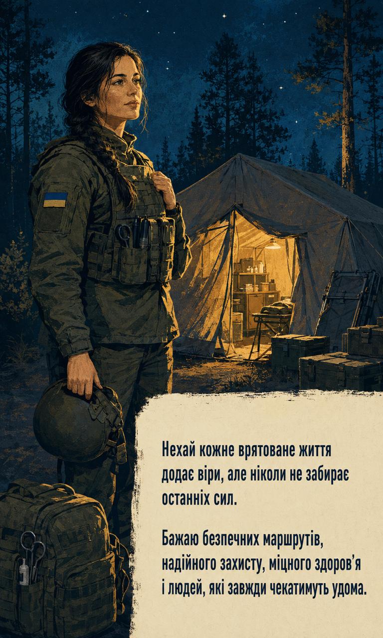 Картинка з Днем медичних працівників для бойової медикині
