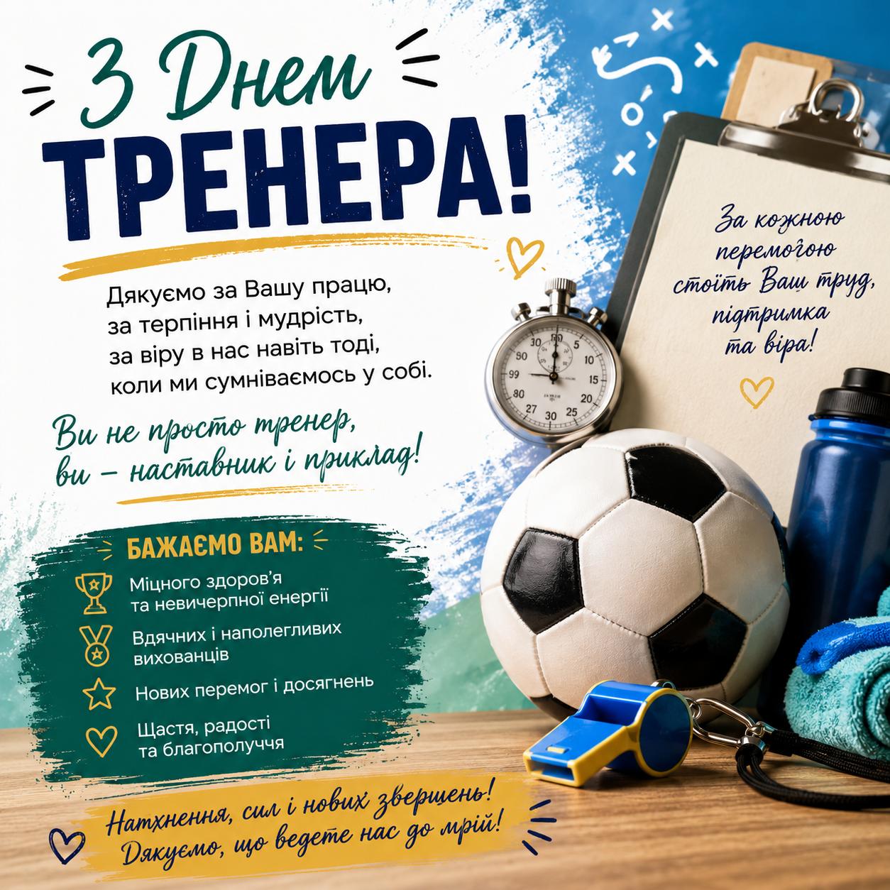 Привітання тренеру у День тренера 19 липня Привітання тренеру у День тренера 19 липня