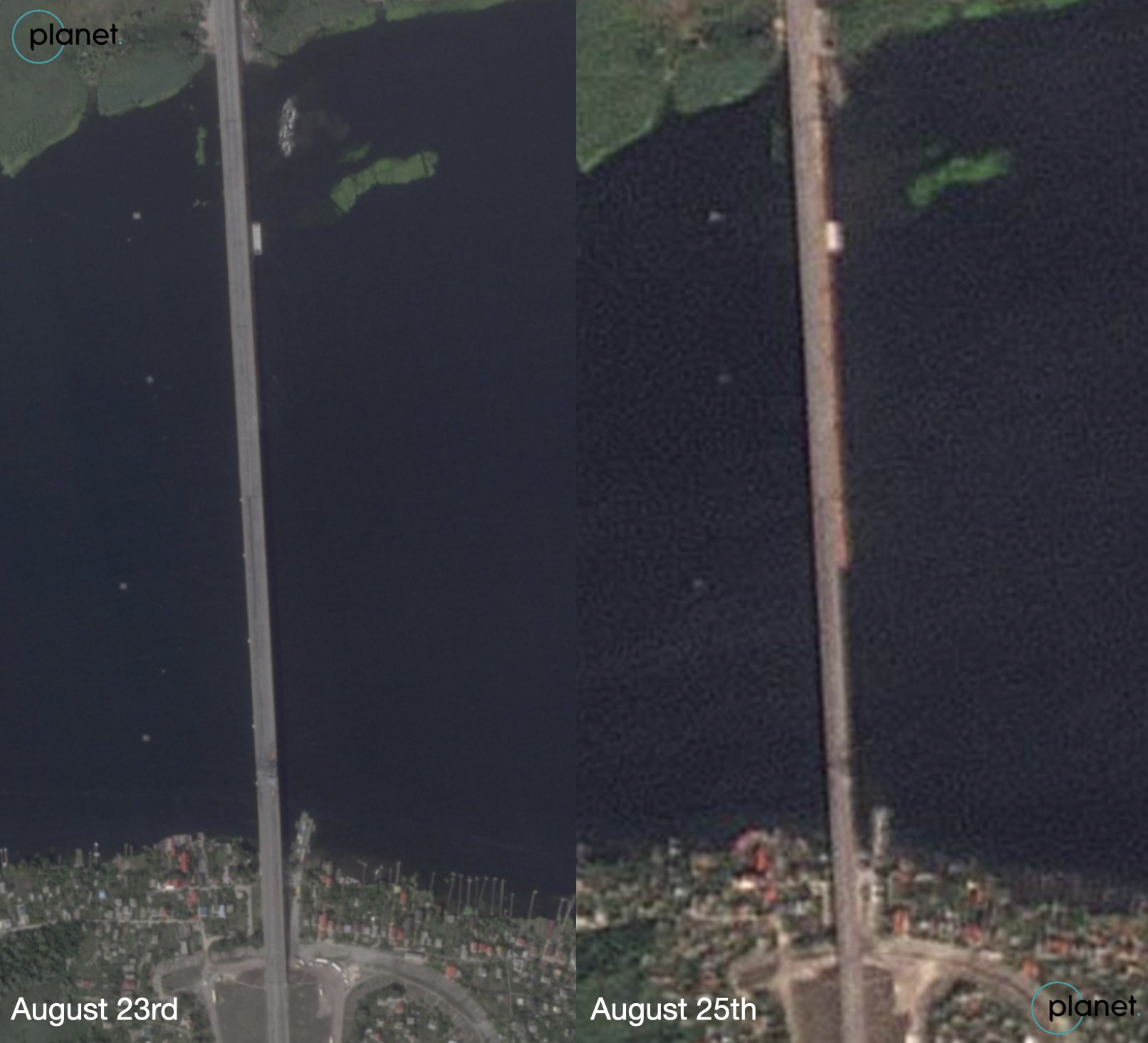 Супутникові фото Антонівського мосту