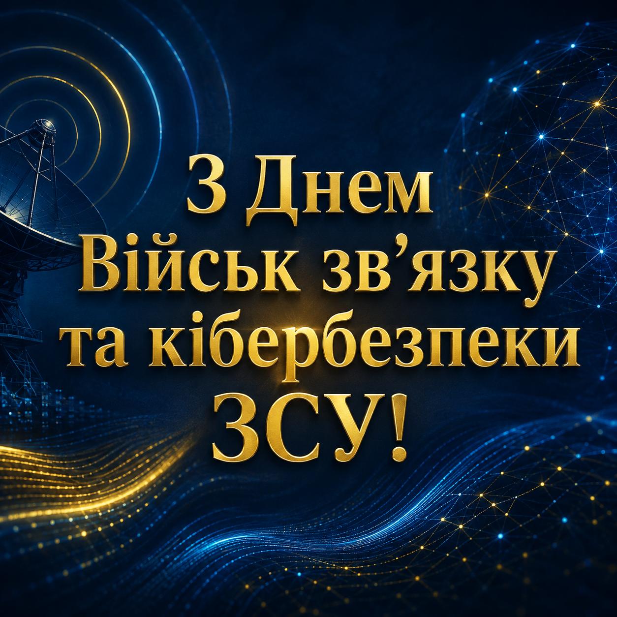 Привітання з Днем військ зв’язку ЗСУ 2026 — листівка Привітання з Днем військ зв’язку ЗСУ 2026 — листівка
