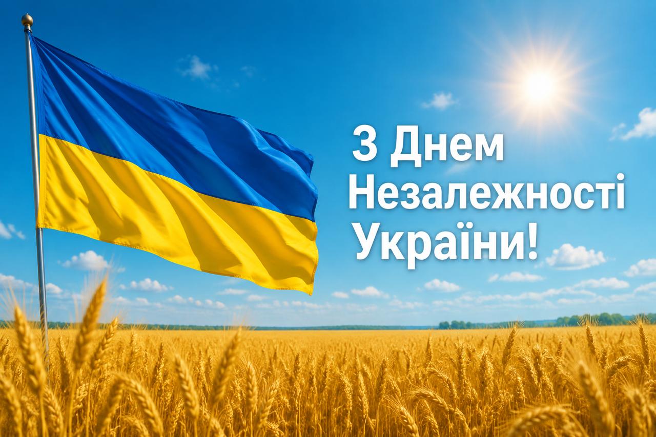З Днем Незалежності України — красива святкова листівка З Днем Незалежності України — красива святкова листівка