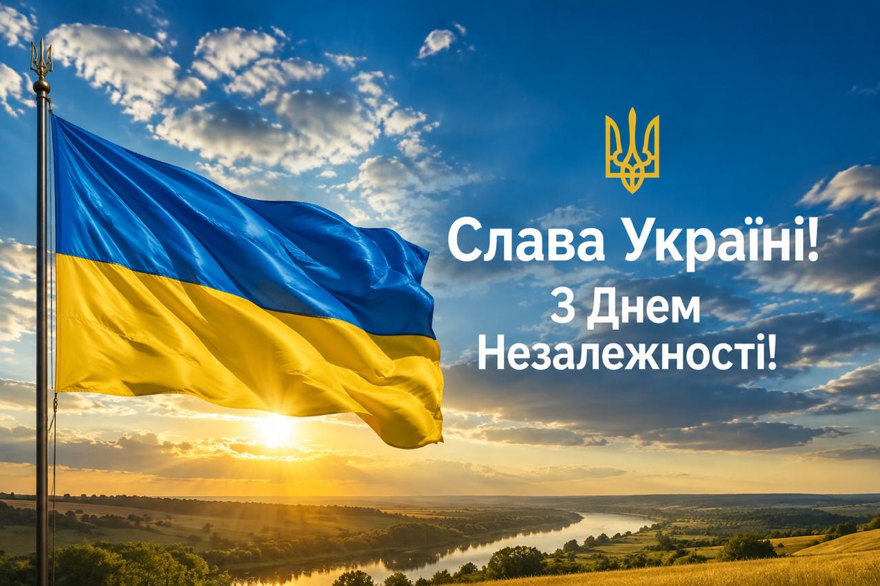 Слава Україні — листівка з Днем Незалежності Слава Україні — листівка з Днем Незалежності