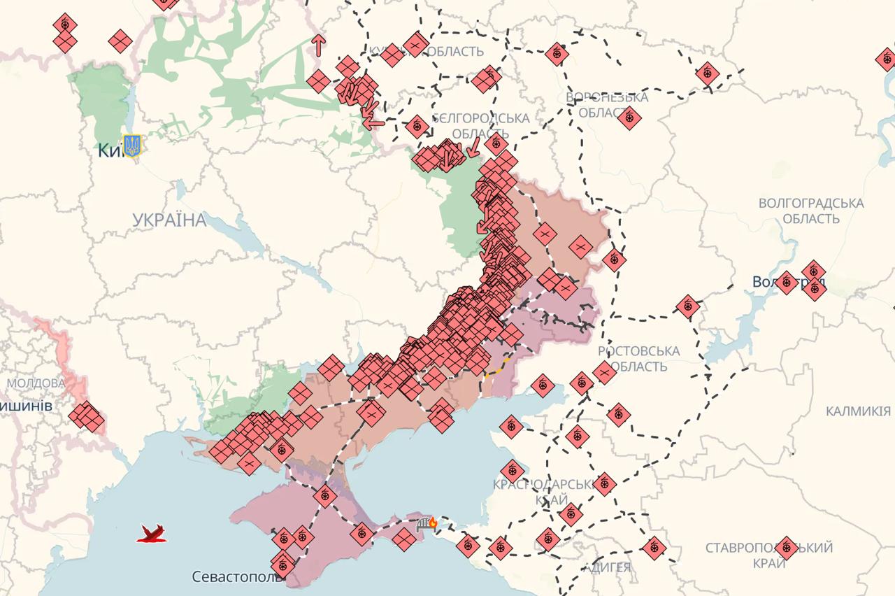 Карта бойових дій в Україні станом на 7 серпня 2026 року