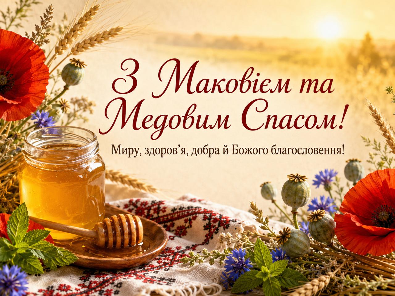 Листівка з Маковієм та Медовим Спасом Листівка з Маковієм та Медовим Спасом