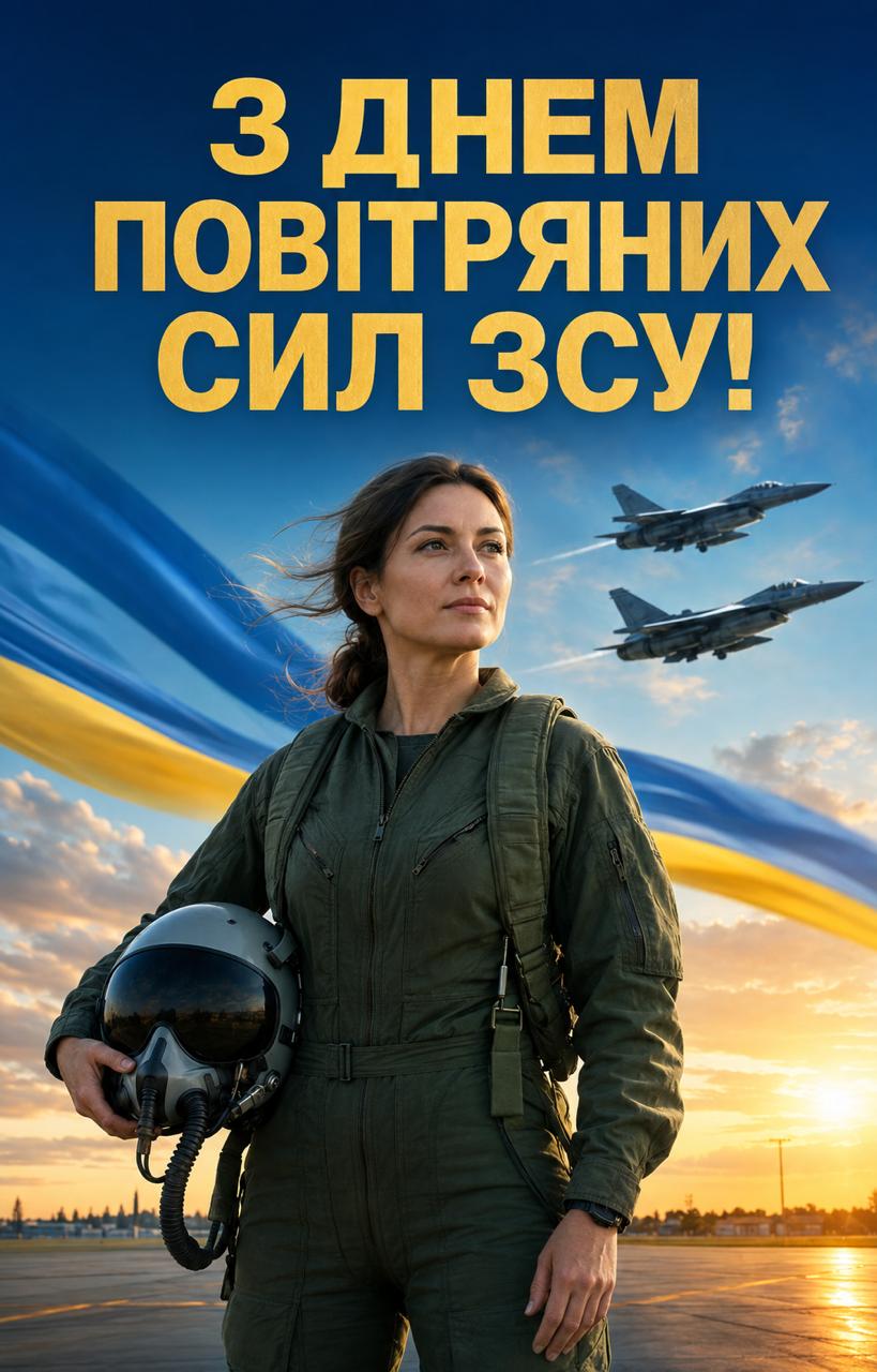 Листівка для жінки-військовослужбовиці до Дня Повітряних сил України Листівка для жінки-військовослужбовиці до Дня Повітряних сил України