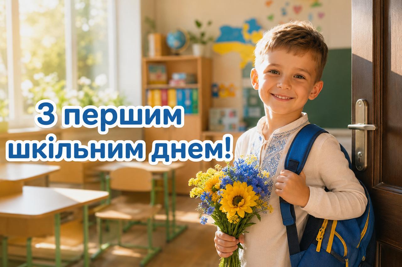 З першим шкільним днем — картинка першокласнику