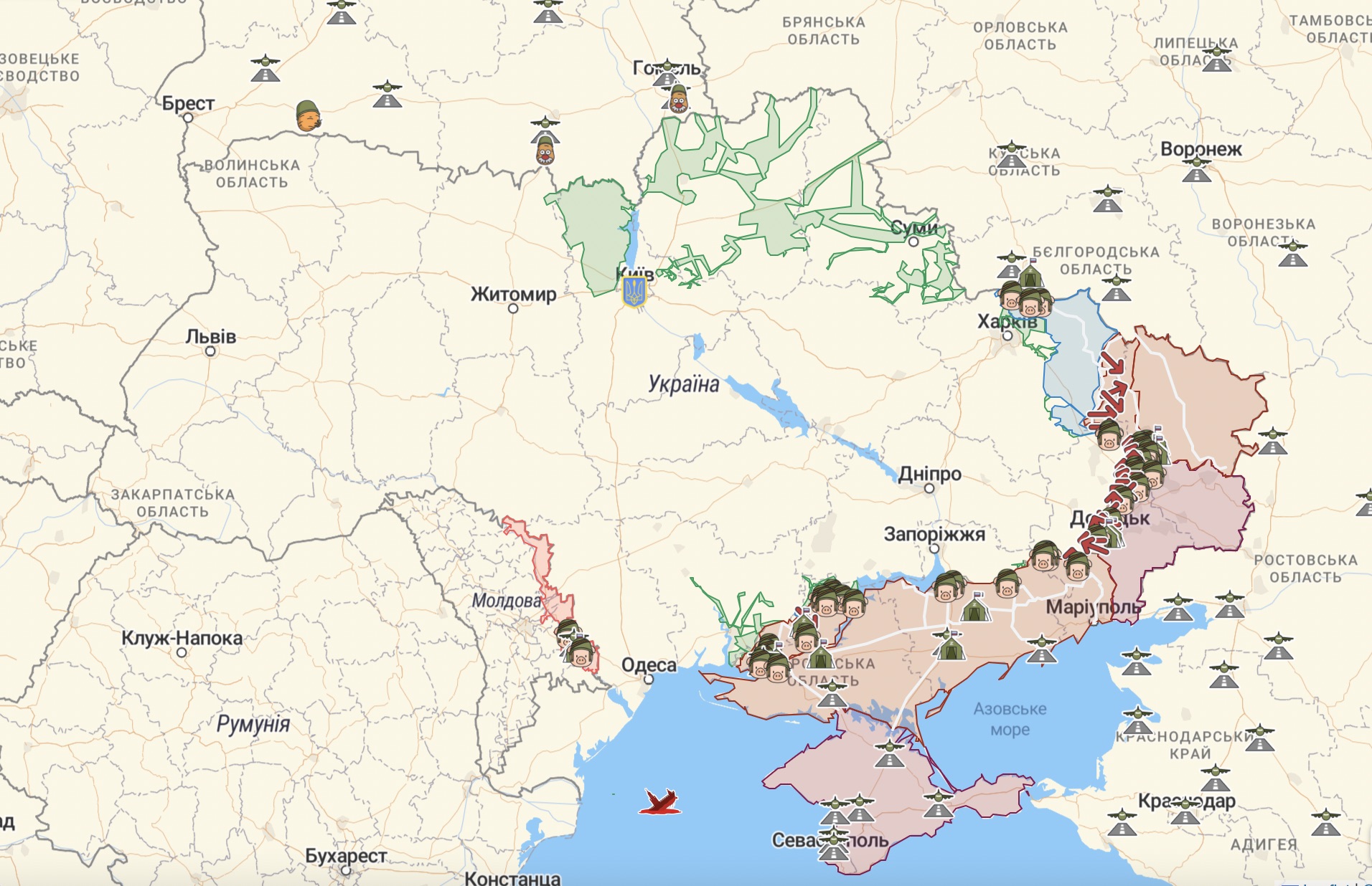 Онлайн-карта бойових дій від Deep State станом на 14 вересня 2022 року