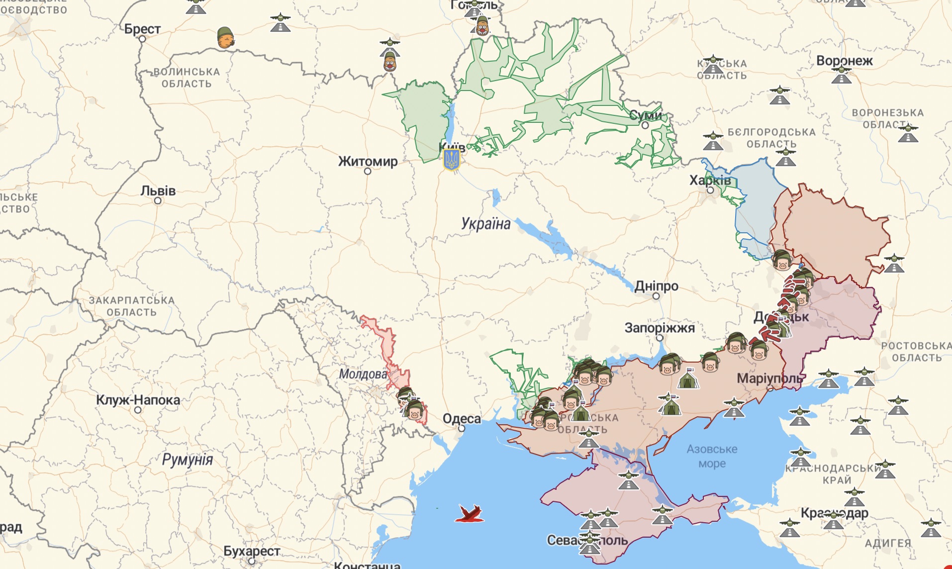 Онлайн-карта бойових дій від Deep State станом на 23 вересня 2022 року