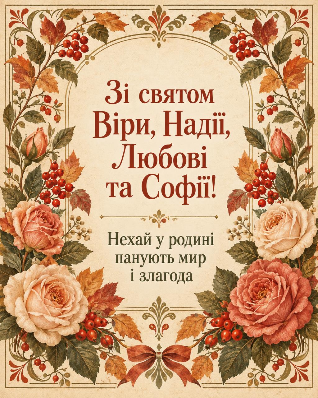 Листівка до Дня Віри, Надії, Любові та Софії