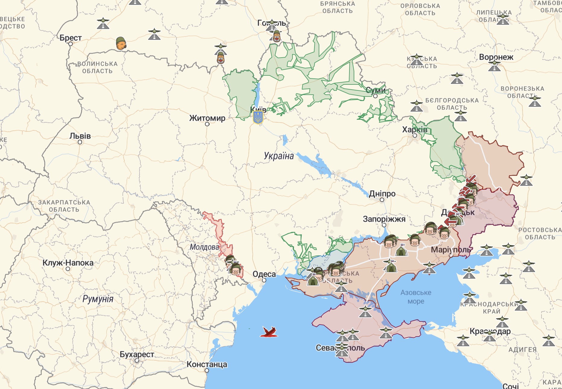 Онлайн-карта бойових дій від Deep State станом на 15 листопада 2022 року