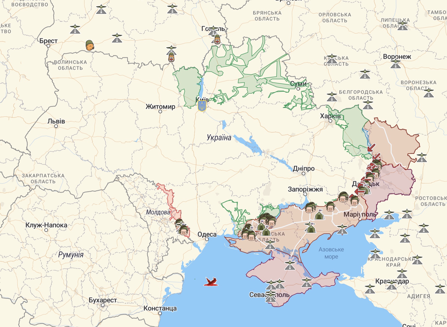Онлайн-карта бойових дій від Deep State станом на 9 листопада 2022 року