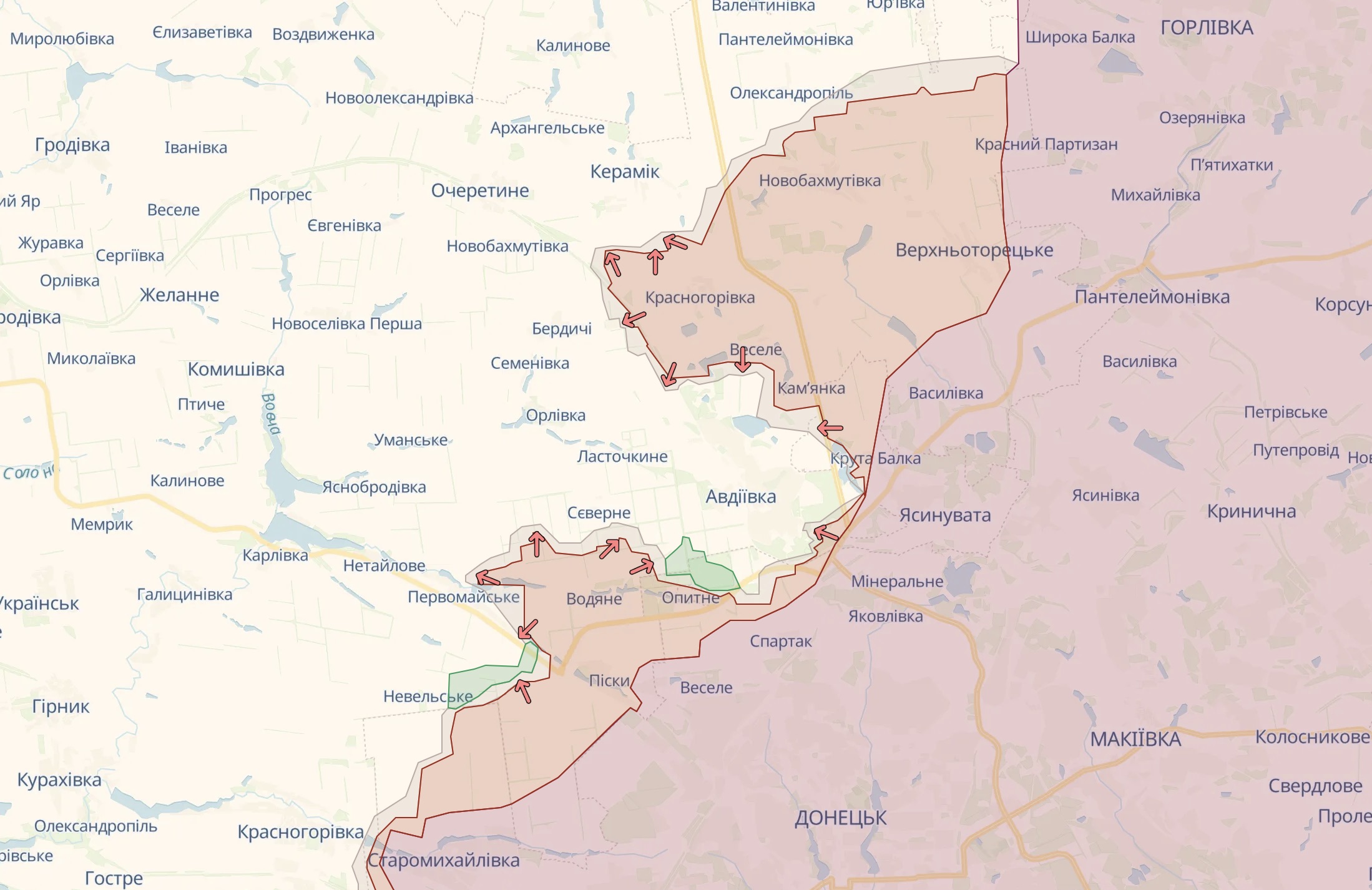 Орієнтовна лінія фронту біля Авдіївки / Deep State