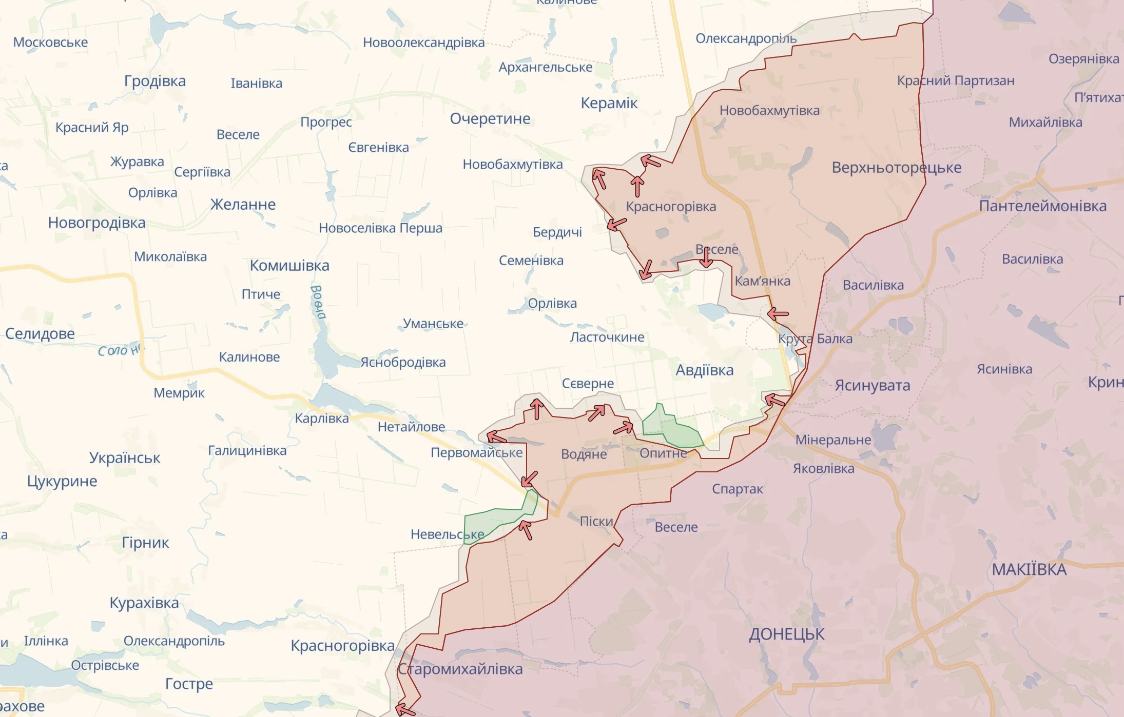 Орієнтовна лінія фронту біля Авідіївки / Deep State
