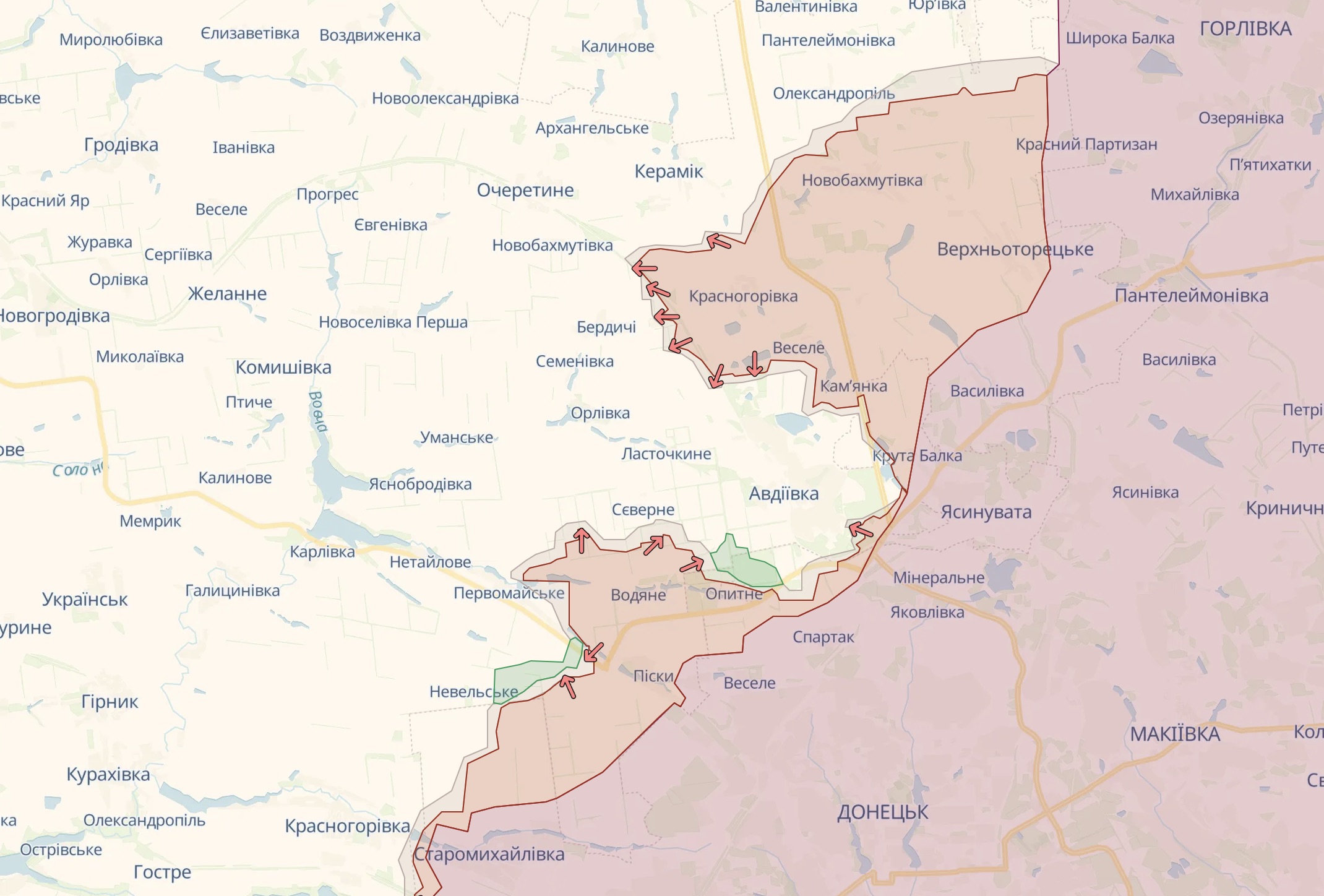 Орієнтовна лінія фронту біля Авдіївки станом на 11 грудня / Deep State